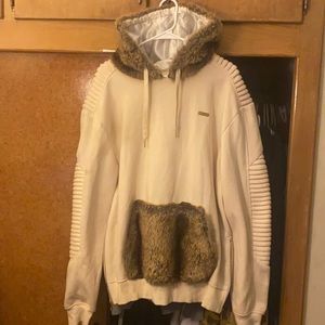 Super fresh makobi future fur hoodie xl cream and brown
